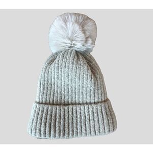 Hat Attack Ribbed City Beanie Oat Faux Fur Lined Ribbed One Size
